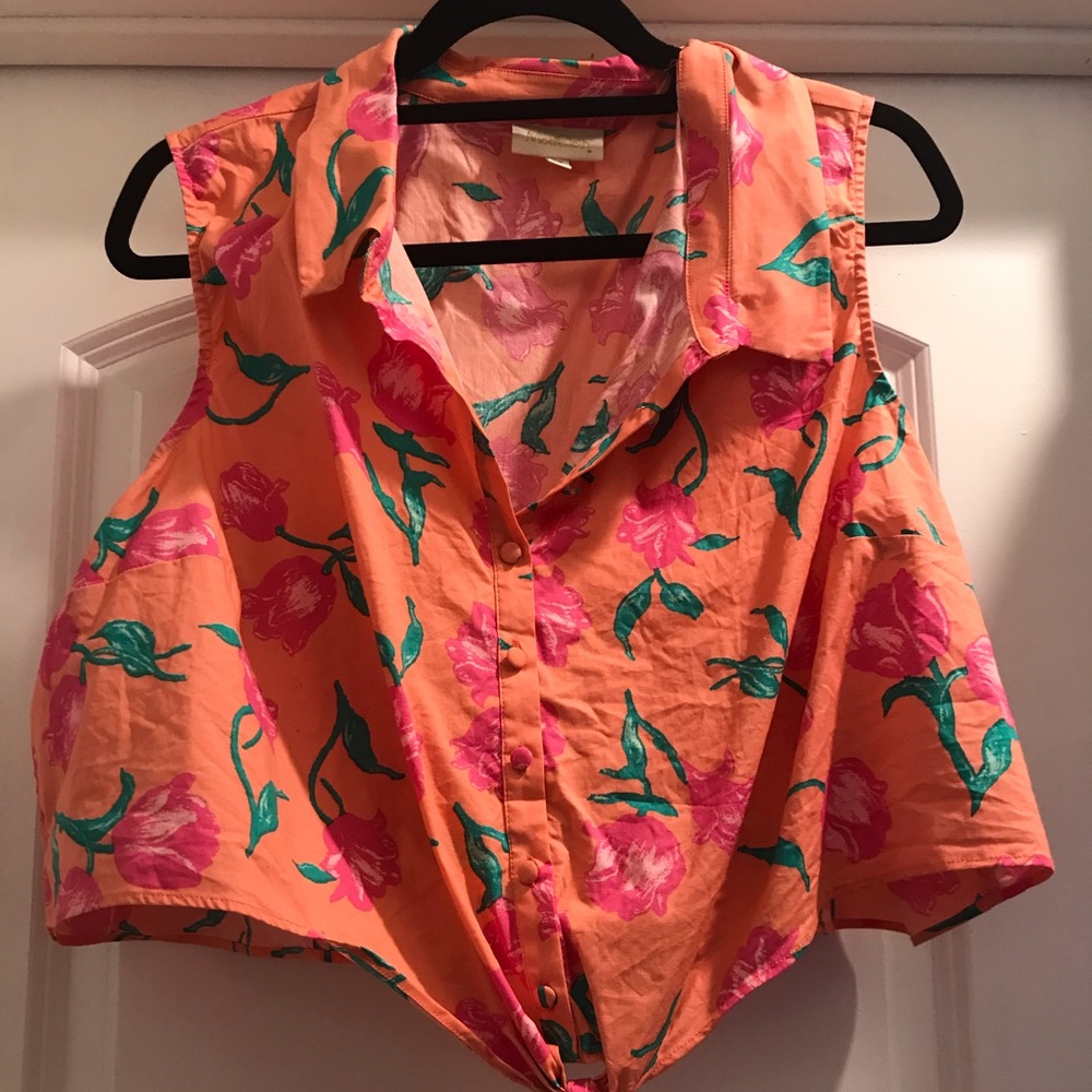 ModCloth plus size crop top w.roses